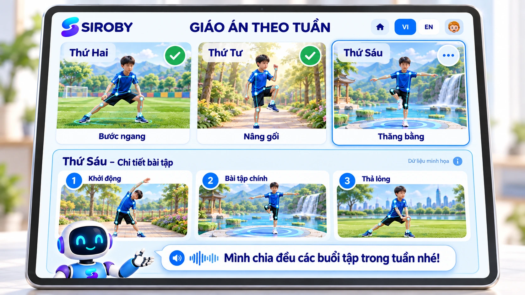 Các buổi tập kết nối thành một giáo án có định hướng.